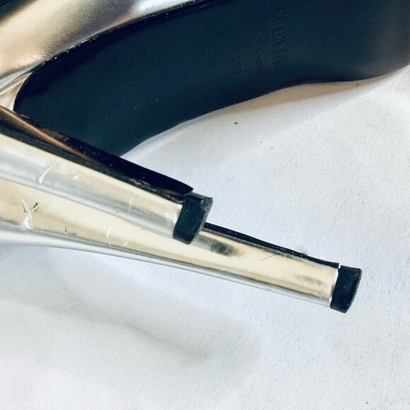 Colin Stuart Silver Peep Toe Pumps - Picture 8 of 10